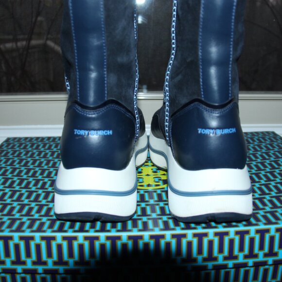 Tory Burch Gemini Link Leather Platform Shearling Boot Navy/Sirena ; Size 11 - Picture 8 of 10